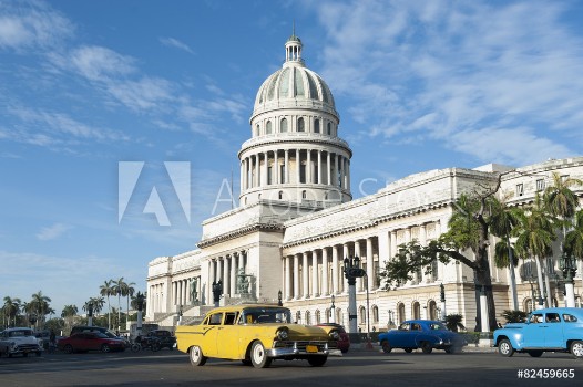Picture of Havana Cuba Capitolio Building with Cars